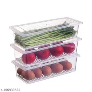 PACK OF 4 Food Grade Plastic Fridge Storage Container, Food Container, Fridge Organizer - Image 3