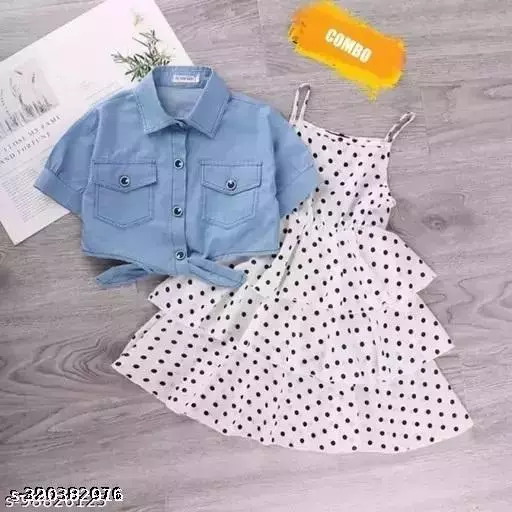 Kids Girls White Frocks And Dress With Ice Koti