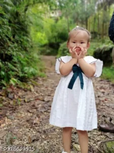 Baby Girls White Cotton Frocks and Dresses Pack of 1 - Image 2