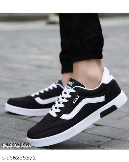 Walfos Canvas Black Casual Shoes For Men