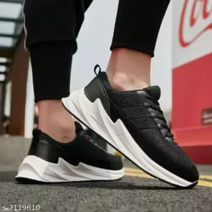 Black Solid Sneakers For Men Grey Solid Sneakers For Men - Image 2