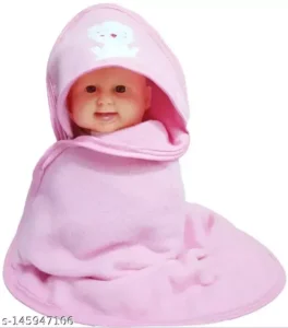 AARNAV New Born Baby Blankets Gift Pack Combo of Hooded Fleece Wrappers Pack of 3 - Image 2