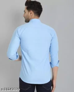 Youth First Men's Solid Spread Collar Aqua Blue Shirts - Image 2