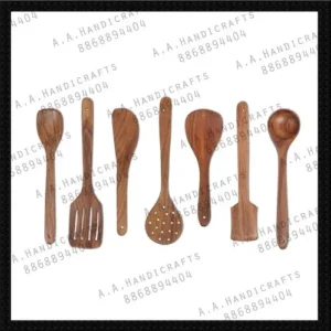 Brown Handicrafts Wood Kitchen Accessories Wooden Spoon Set Wooden Spatula set - Image 2