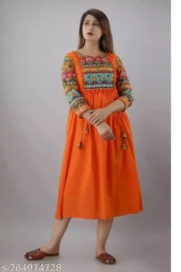 Trendy Rayon A Line Printed Kurtis Women's Solid Anarkali Kurti - Image 2