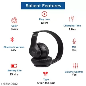 P47 Foldable/Sports/Office/ Gaming Wireless Headphone with Mic Bluetooth Headset - Image 2