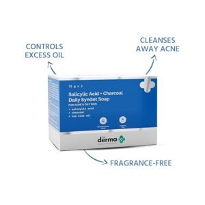 The Derma Co Salicylic Acid + Charcoal Daily Syndet Soap with Charcoal & Tea Tree Oil for Acne-Prone & Oily Skin - 75 g X 2 - Image 2