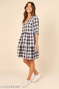 Cotton Designer Chex Dress - Image 2