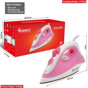 warmex Steam Glide 1200 Watts Steam Iron with auto cut-off technology (Pink) - Image 3