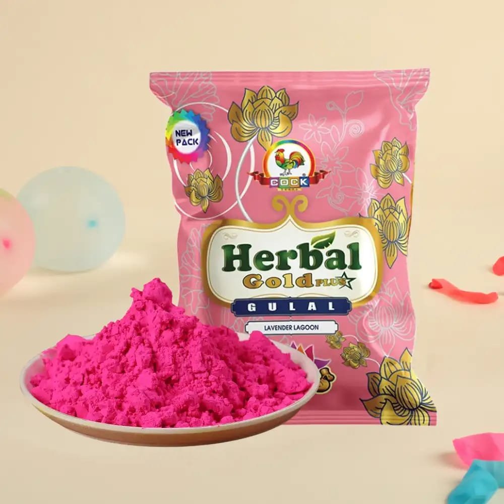 Gold Plus Lavender Lagoon Herbal Holi Gulal (Pink) by Cock