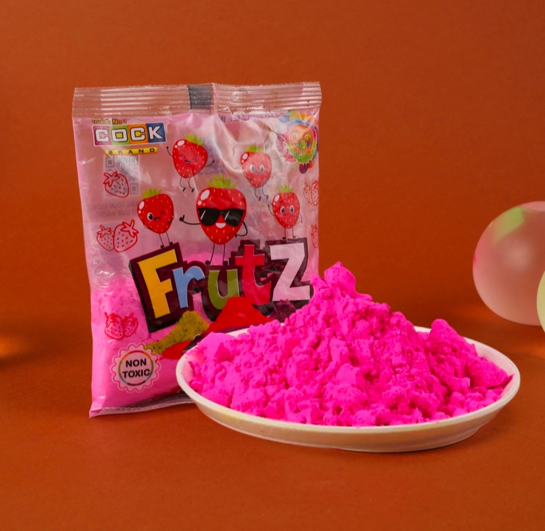 Frutz Strawberry Scented Non-Toxic Gulal (Pink) by Cock